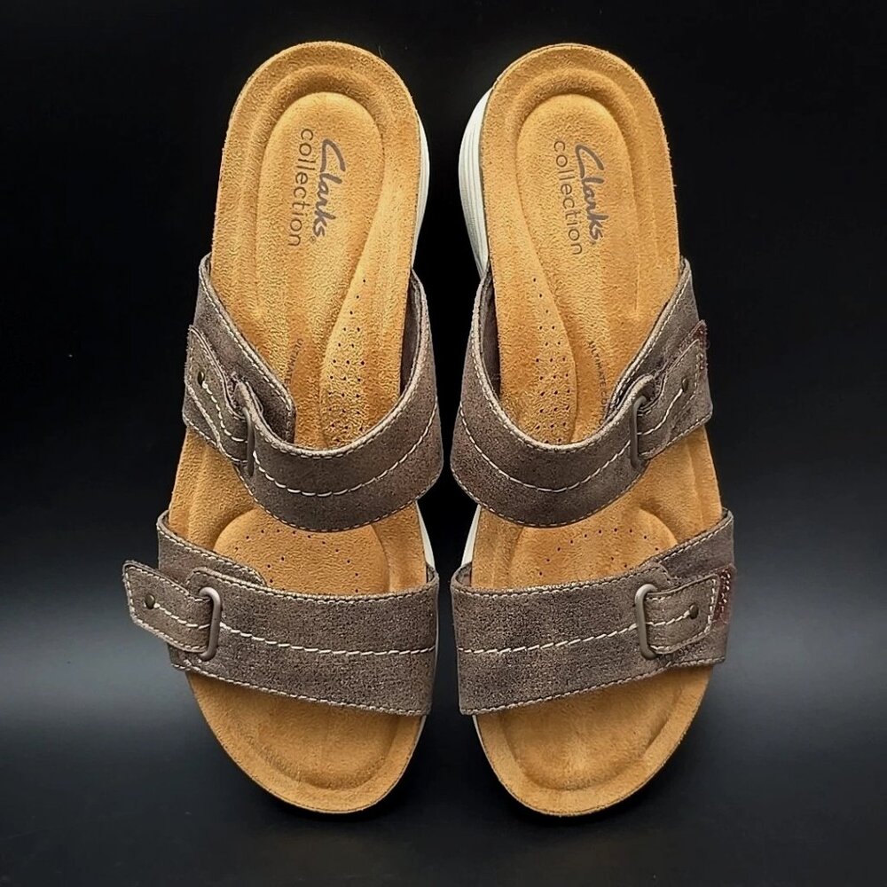 Clarks Collection April Dusk Adjustable Brown Slide Sandals Women’s Size 9.5M - Picture 10 of 12
